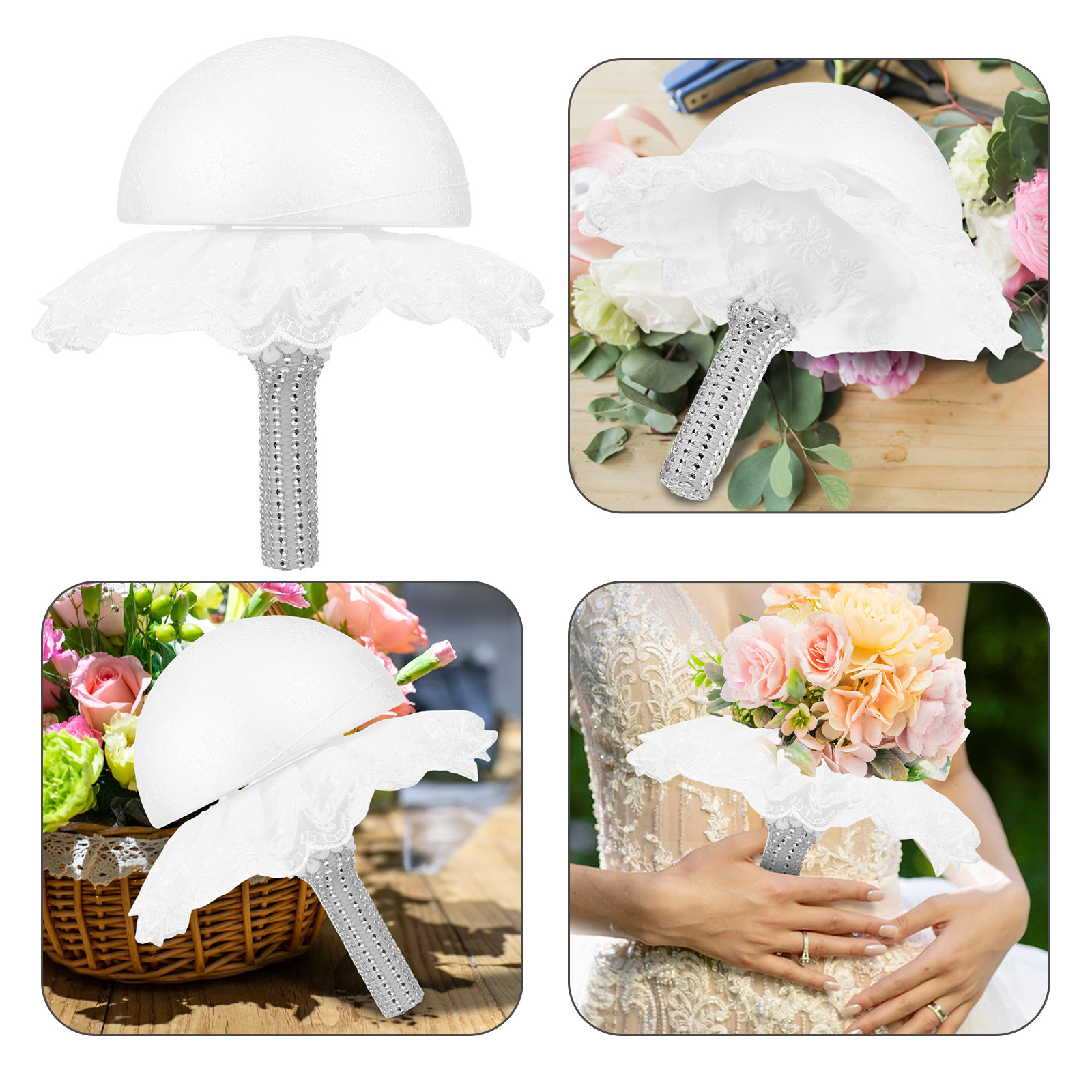 Bouquet Holder Foam - Foam Bridal Bouquet Holder Lace Trim