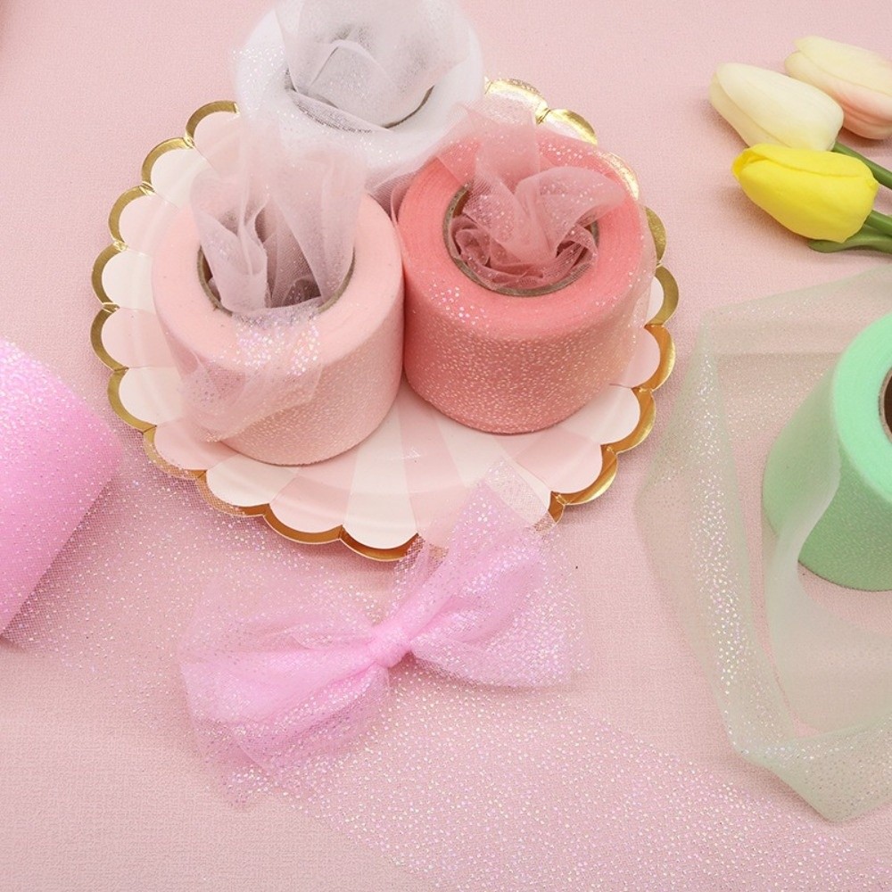 6CM 25Yards Crystal Sequin Rib - Ribbon Organza Roll 评论和价格