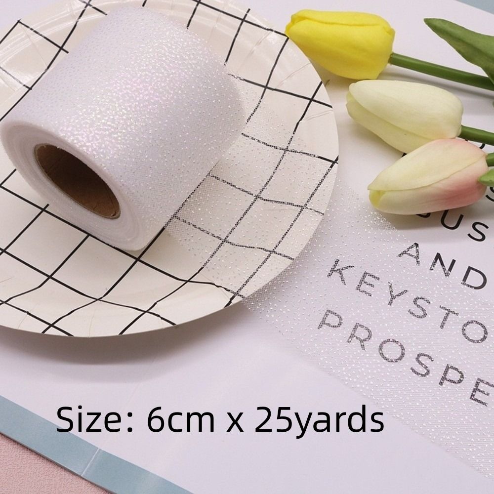 6CM 25Yards Crystal Sequin Rib - Ribbon Organza Roll 评论和价格