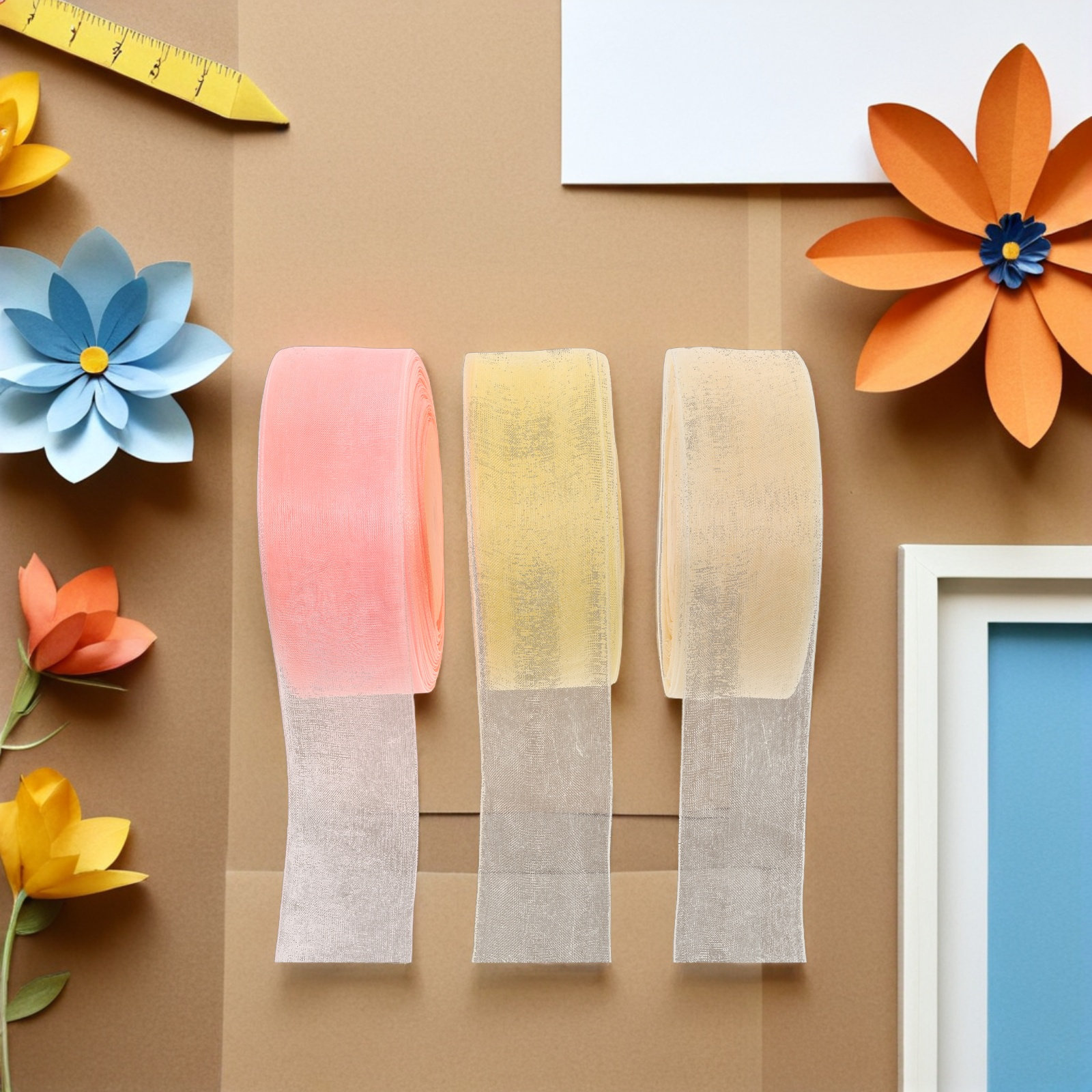 3 Rolls Sheer Organza Ribbon 5 - Ribbon Organza Roll 评论和价格