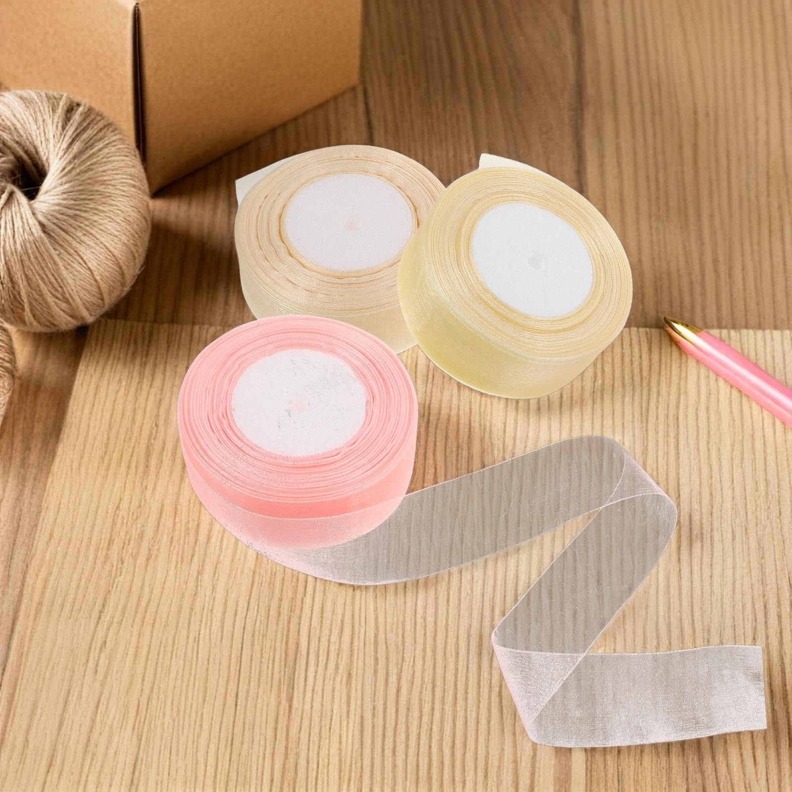 3 Rolls Sheer Organza Ribbon 5 - Ribbon Organza Roll 评论和价格