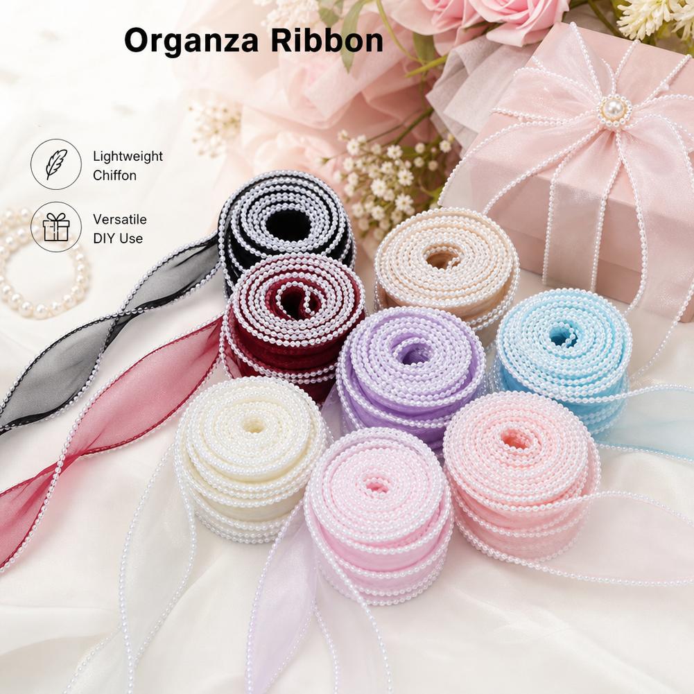 5Yards/Roll 4cm Pearl Fishtail - Ribbon Organza Roll 评论和价格